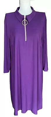 NWT MSK Women Purple Collared Long Sleeve Shift Dress Women's Sz 2X • $17.50