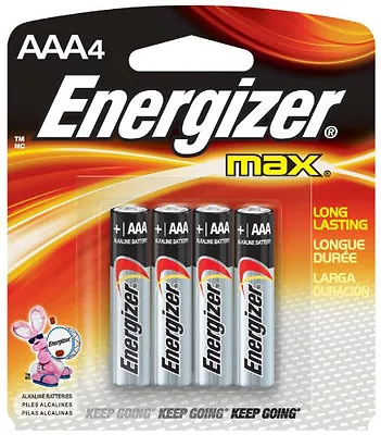 Energizer Max AAA Batteries 4 Pack On Card +Power Seal EXP 2027 • $6.39