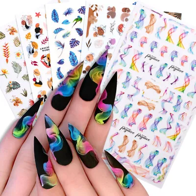 $1.96 • Buy 3D Adhesive Nail Art Stickers Leaves Decals Manicure Decoration Tips Accessories