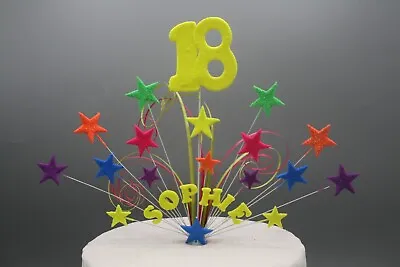Neon Cake Topper Stars On Wires Fluorescent Stars Hearts 16th 18th 21st 30th 004 • £14.99
