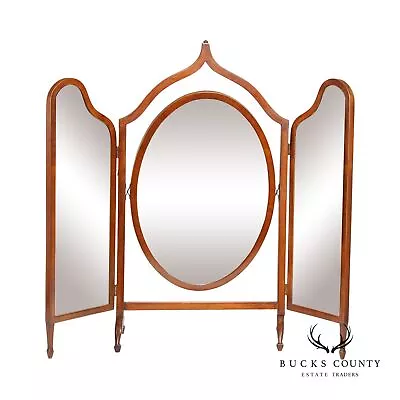 Antique Edwardian Tri-Fold Mahogany Table Top Dressing Mirror • $595