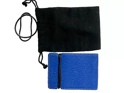 Torino FRONT POCKET WALLET CASH COVER CROCODILE EMBOSSED GENUINE CALFSKIN Blue • $60