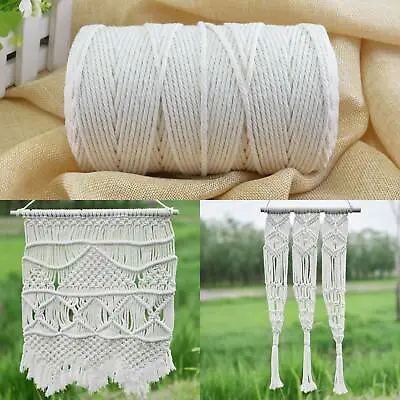 £6.19 • Buy 200m 3mm Natural Craft Macramé Cotton String Artisan Thread Twisted Cord Beige