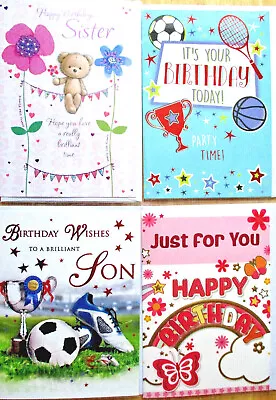 Relations/Adult/Open/Kids/Mum/Dad Etc Luxury Birthday Cards - New With Envelope • £1.49