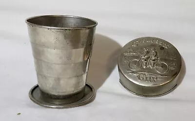 Antique Cyclists Collapsible Telescopic Tin Pocket Cup Patent 1897 Travel Exc • $14.99