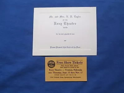 Vintage Roxy Theatre Invitation & Free Ticket Pass (Drive-In Movie/Cinema) RP • $2.75