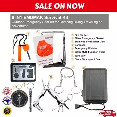 Survival Kit Outdoor Emergency Gear Kit For Camping Hiking Travelling Adventures • $55.95
