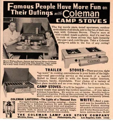 1938 Coleman Stoves Lantern Print Ad Vtg Camping Trailer Stove Print Ad • $13.99