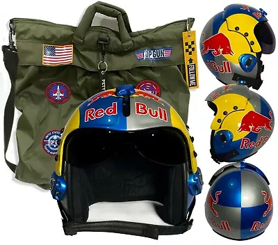 Polyst TOP Gun Helmet Custom   Red Bulls  Fighter Aviator USN HGU-33 • $380