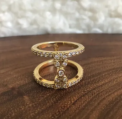 Penny Preville 18k Yellow Gold Diamond Floral Cocktail Ring  $4630 Size 6.5 • $2315