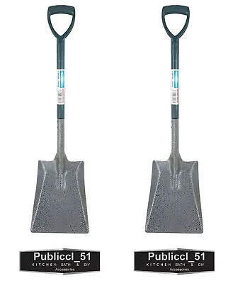 £11.96 • Buy Heavy Duty Shovel Steel Square Mouth Builders Gardening Durable D Handle 37 Inch