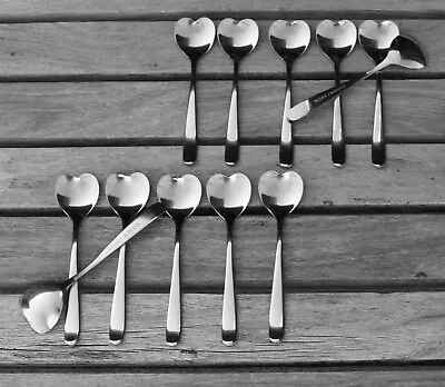 Spoons Alessi Delta Spoon Lot Of 12 HEART-SHAPED Coffee Tea Dessert 5   • $14.95