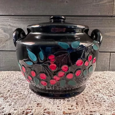 Vintage Stoneware Bean Pot With Cherries • $35
