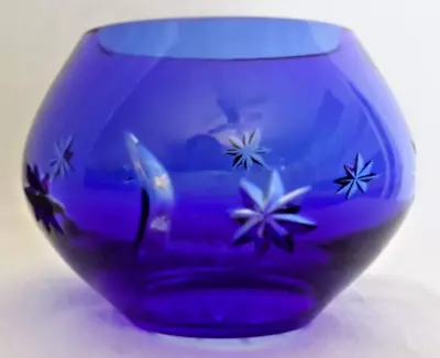 Faberge Crystal Cobalt Blue Galaxy Bowl Vase 4  • $380