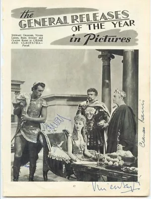 Caesar And Cleopatra Movie Cast - Magazine Photograph Signed With Co-signers • $600