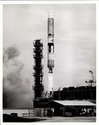 LG62 1962 Orig Air Force Photo USAF TITAN II MISSILE LAUNCH MOST POWERFUL ICBM • $20