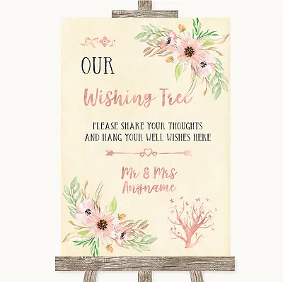 £34.95 • Buy Blush Peach Floral Wishing Tree Personalised Wedding Sign