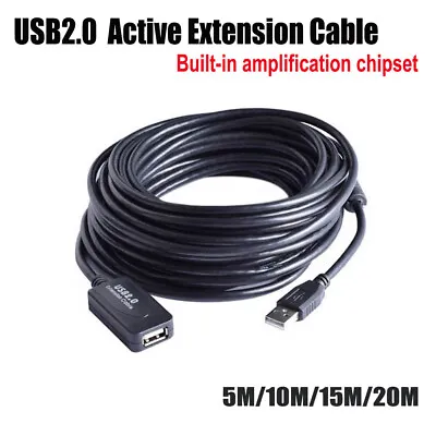 $32.95 • Buy 5/10/15/20M USB Extension Repeater Signal Amplifier Booster Male To Female Cable