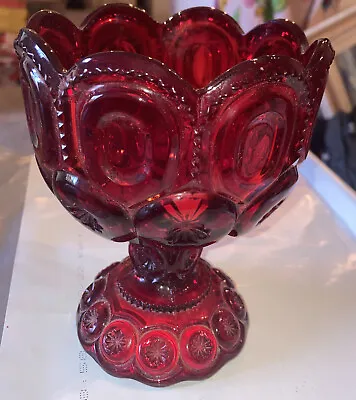 Vintage Fenton LG Wright Moon & Stars Ruby Red Pedestal Candy Dish Bowl Goblet.. • $32.75