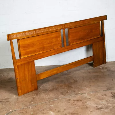 Mid Century Modern Headboard Bed Frame King Size Cane Thomasville Wood Vintage • $998.98