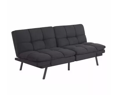 Black Faux Suede Fabric Memory Foam Futon- Comfortable And Stylish • $241.99