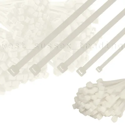 £3.69 • Buy White Cable Ties. Short, Long, Small, Medium & Large Size Zip Tie Wraps Natural