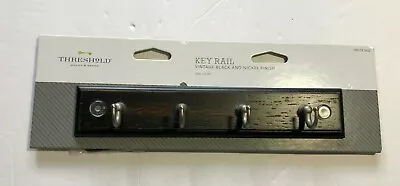 Threshold 4 Key Hook Key Rail 8 3/4  Vintage Black And Nickel Finish New • $8.99