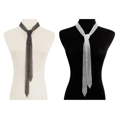 Rhinestones Tie Choker Necklace For Women Luxury Crystal Necktie Collar Necklace • £6.90