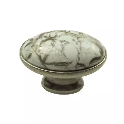  10 Antique Silver Oval Drawer Pulls With A Gray Marble Accent. Kitchen Cabin... • $51.21