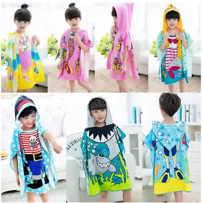 Kids Hooded Cloak Infant Bathrob Baby Bath Towel Robe  Boy Girl Beach Robe Cape • £6.59