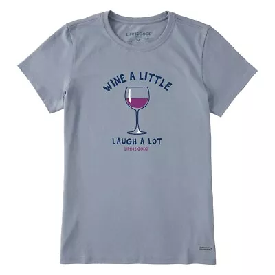 Life Is Good. Women's Laugh A Lot Short Sleeve Crusher Lite Tee Stone Blue • £28.93