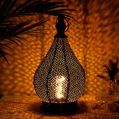 £22.17 • Buy Moroccan Style Metal Table Lamp 31cm High Battery Powered Hanging Cordless Lamp 