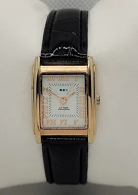 Ladies La Mer Collections By Martine Ilana  Gold Tone Black Leather Watch J3 • $17.99