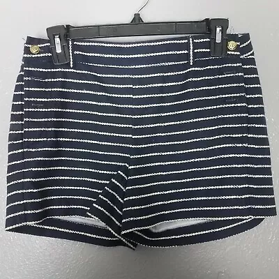 Cynthia Rowley Striped Navy Nautical Gold Button Accent Shorts Size 2 • $15