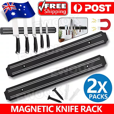2Pcs Wall Mount Magnetic Knife Rack Knives Holder Magnet Shelf Strip Storage Kit • $11.95