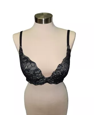  Victoria Secret Very Sexy Secret Embrace Black Lace 38C Push Up Bra 1232 • $24.99