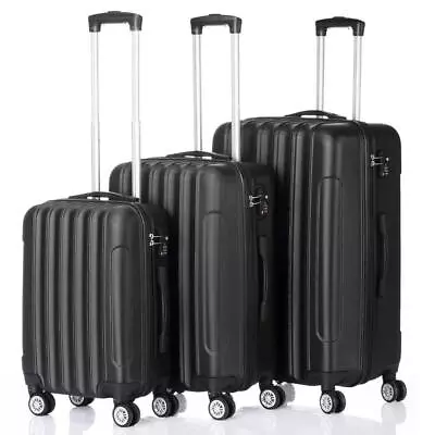 3x Luggage Sets Suitcase 20  24  28  Large Capacity Suitcase TSA Lock Black • $76.99