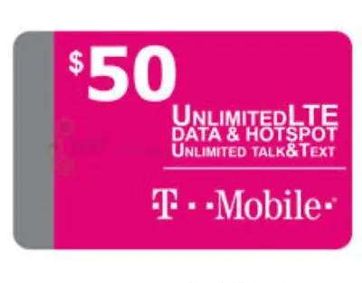 $35.00-1 Mo ($50 Plan) T-MOBILE-PREPAID NEW ACTIVATION ONLY W/UNL 4G/5G LTE DATA • $35