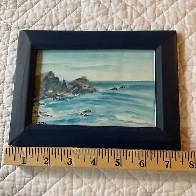 Vintage 80s Seascape Beach Watercolor Original Painting Signed Stoll  Small • $44