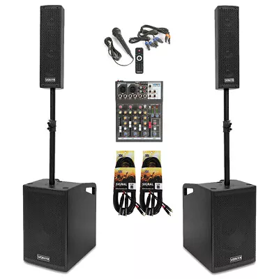 Portable Column PA System - Vonyx VX1050 Speaker System Mixer Stands & Mic • £629