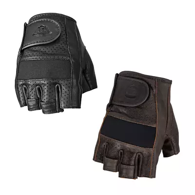 2024 Highway 21 Jab Half Perforated Fingerless Leather Street Motorcycle Gloves • $29.95