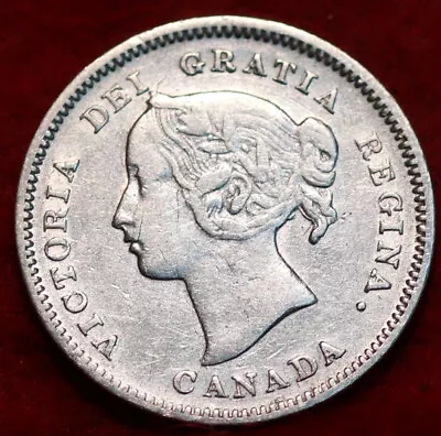 🇨🇦 1900 Queen Victoria 5 Cents Silver Coin Canada • $69.06