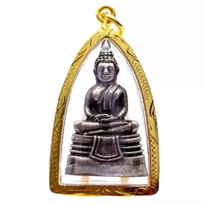 Pendant Luang Phor Sothon Thai Amulet Made Of Blackened Silver Size 2.5X5.0cm. • $35