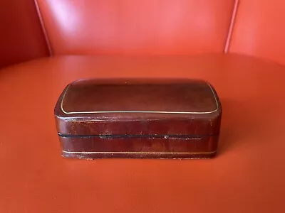 Vintage Made In Italy Brown Leather Jewelry Trinket Small Box • $35