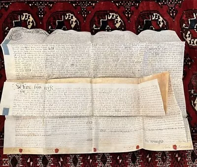 Rare 1726 Large Vellum Handwritten Indenture Manuscript Legal Document Old - C4 • $129.95