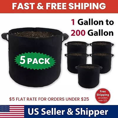 5 Packs Grow Bags Heavy Duty Thickened Nonwoven With  Double Reinforced Handles • $19.99