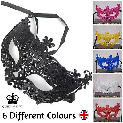 Glitter Masquerade Mask Stag Hen Party Balls Fancy Dress Halloween Venetian • £5.49