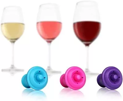 Vacu Vin Wine Saver Vacuum Stoppers Set Of 3 - Purple / Blue / Pink  • £10.99