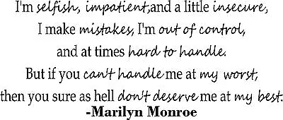 Marilyn Monroe - I'm Selfish #2 Vinyl Decal Home Décor 12  X 29  • $13.49