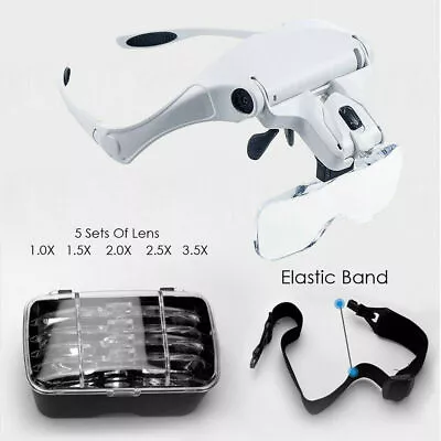 LED Head Magnifying Glasses Headset With Light Hands Free Headband Magnifier • £11.99